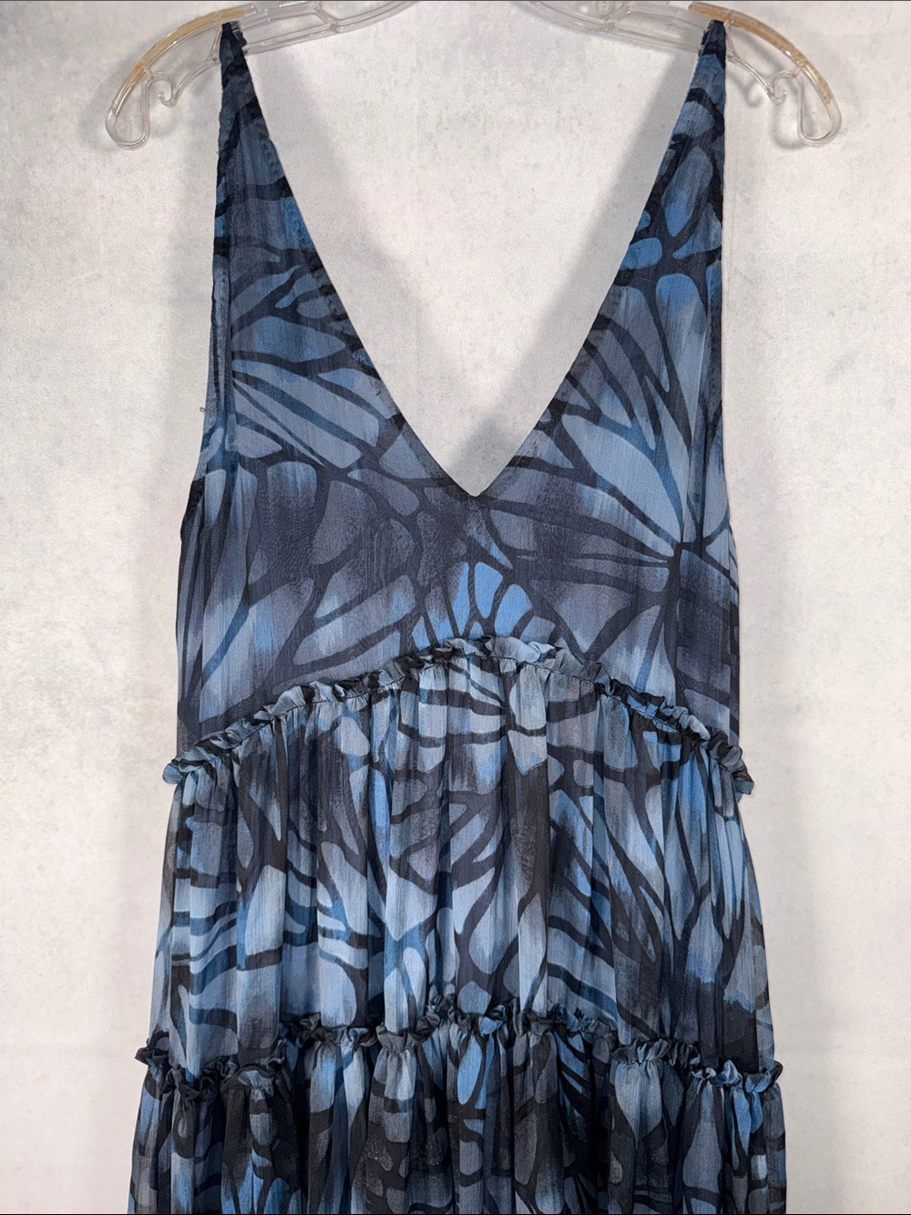 Free People Blue Patterned V-Neck Tiered Maxi Dress - Picture 2 of 4
